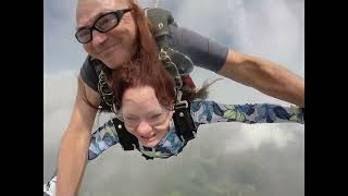 Deanna Niles skydiving over Norwich NY with Just Jump Skydiving