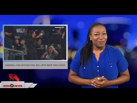 Baseball fan catches foul ball with beer then chugs (ASL - 6.6.18)