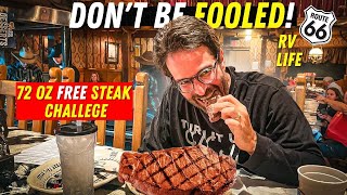 WORLD FAMOUS 72oz BIG TEXAN STEAK CHALLENGE! Destroyed!! (Route 66 RV Life)
