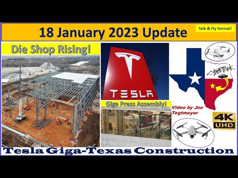 Storms & 9K Giga Press Assembly Accelerates! 18 January 2023 Giga Texas Construction Update(08:35AM)