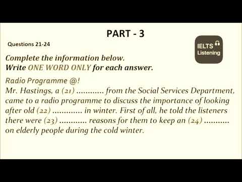 Ielts Listening Test for 2021  || 17/11/2021 |