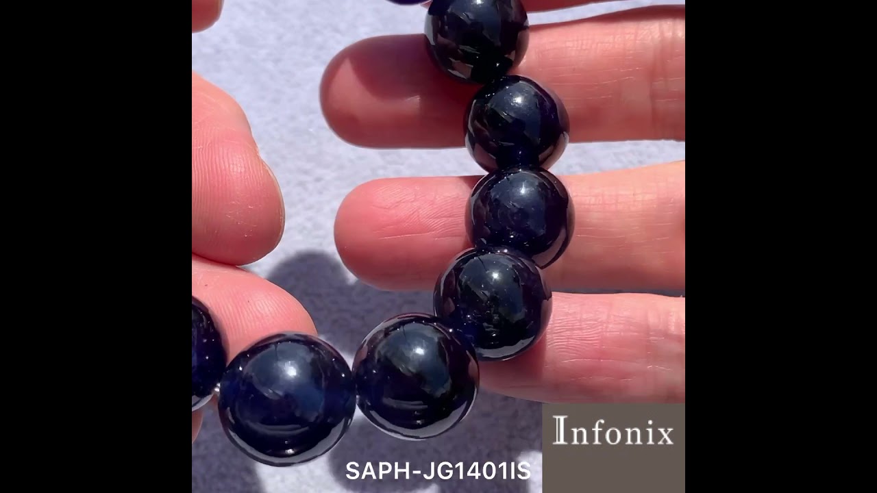 [トップクォリティ]宝石質ブルーサファイアブレスレット（約14mm玉）-slide-youtube