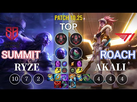 SB Summit Ryze vs T1.A Roach Akali Top - KR Patch 10.25
