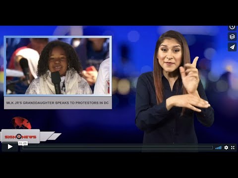 MLK Jr's granddaughter speaks to protestors in DC (ASL - 3.24.18)