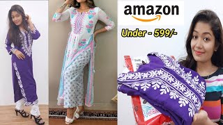 Amazon Daily Wear Kurti & Kurta Set Haul | Review & Try On | Under Rs.-599/- || Krrish Sarkar