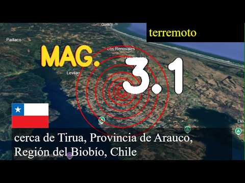 Terremoto de magnitud 3,1 sacudió cerca de Tirua, Provincia de Arauco, Región del Biobío, Chile hoy