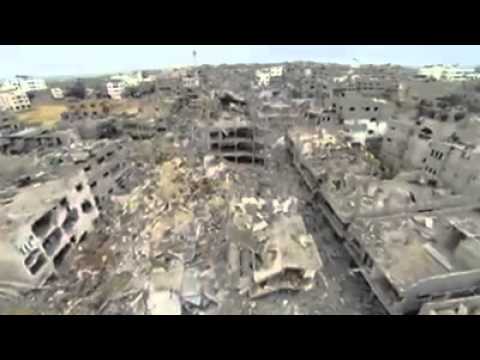 Drone-optagelser viser, hvordan hele kvarterer i Gaza er blevet