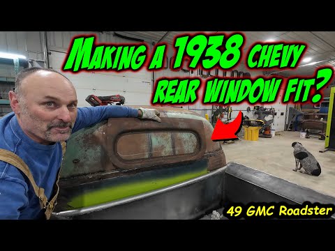 Can we make it fit? 1938 Chevy rear window in our custom top?