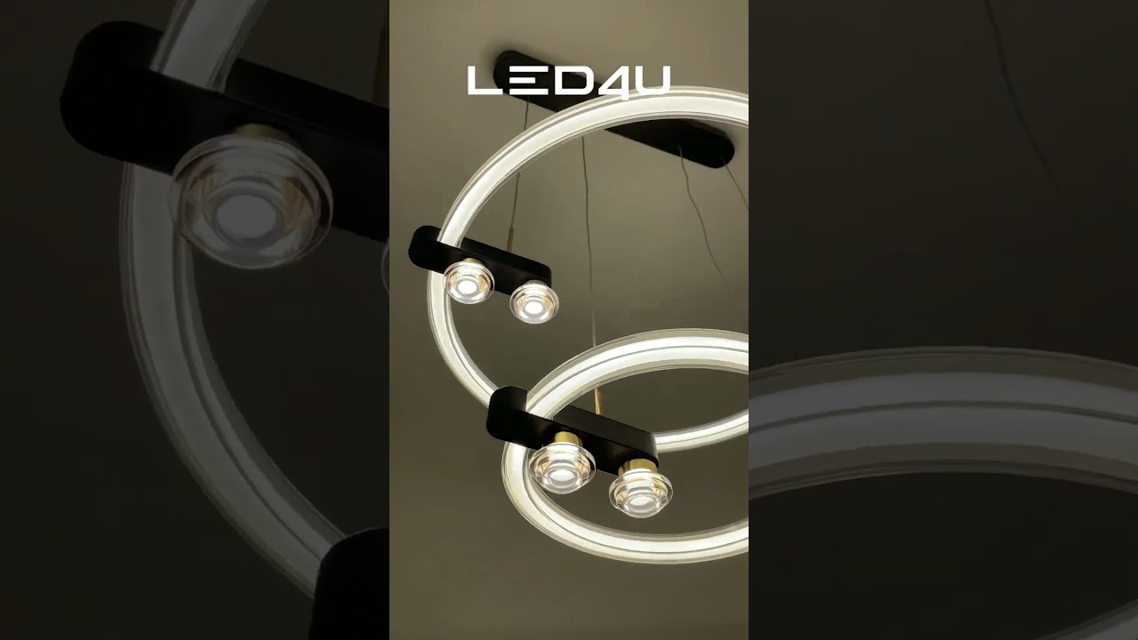 Подвесной светильник **150 см, LED 35W, 4000K, Черный, Золото LED4U L7700-500-300
