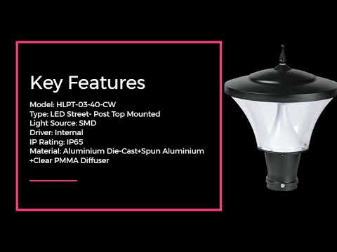 Aluminium Round Halonix 40W LED Post Top Decorative Garden Light, IP Rating: IP 65