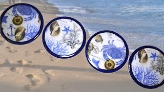 DIY Decoupage Seashell Coasters / Easy Cast (HD)