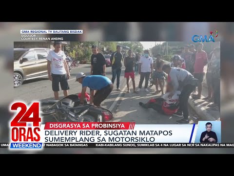 Delivery rider, sugatan matapos sumemplang sa motorsiklo; 9 na sasakyan,… 24 Oras Weekend