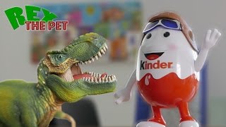 T-Rex vs Giant Surprise Egg Robot! Pet dinosaur Rex The Pet fights Giant Surprise Egg.