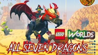 LEGO Worlds All Seven Dragons Unlocked (Fire, Snow, Water, Forest, Night, Candy, Gold )