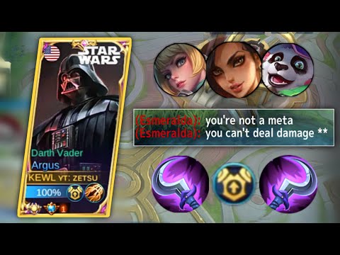 ARGUS VS ANNOYING META HEROES | ARGUS ANTI-SUSTAIN BUILD AND EMBLEM | 100% EARLY BURST | MLBB