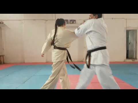 Self defence knife technique in karate