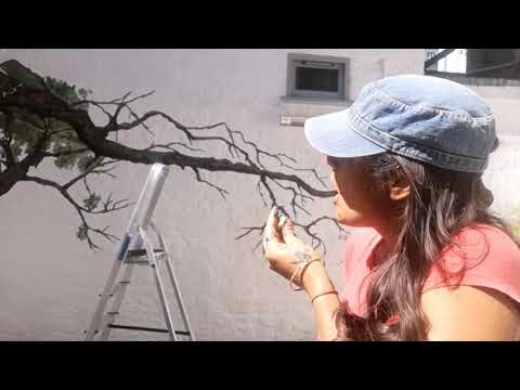 Cherry Blossom Tree - Hand Painted Garden Wall Mural