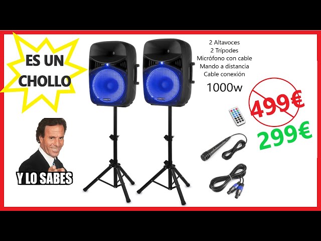 Vídeo relacionado con Vonyx VPS152A Altavoces autoamplificados Pack de 2 Altavoces Activo/Pasivo Bluetooth portátiles de 1000W, 15 Pulgadas, micrófono con Cable, Control Remoto, Trípodes, Reproductor MP3 con USB/SD, Leds