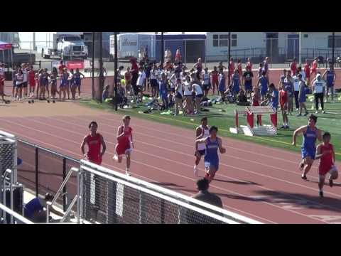 FSB 100m Heat 2 vs Fountain Valley & Newport Harbor 3-29-17 - Los Alamitos Boys