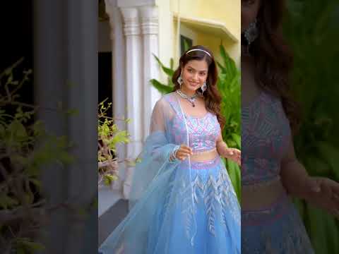 Dusty Blue Elegant Net Lehenga with Zari, Sequin & Embroidery Work Semi-Stitched Lehenga with Matching Unstitched Blouse
