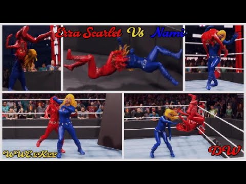 WWE 2K22 Nami Vs Erza Scarlet - Leather Catsuit Match 