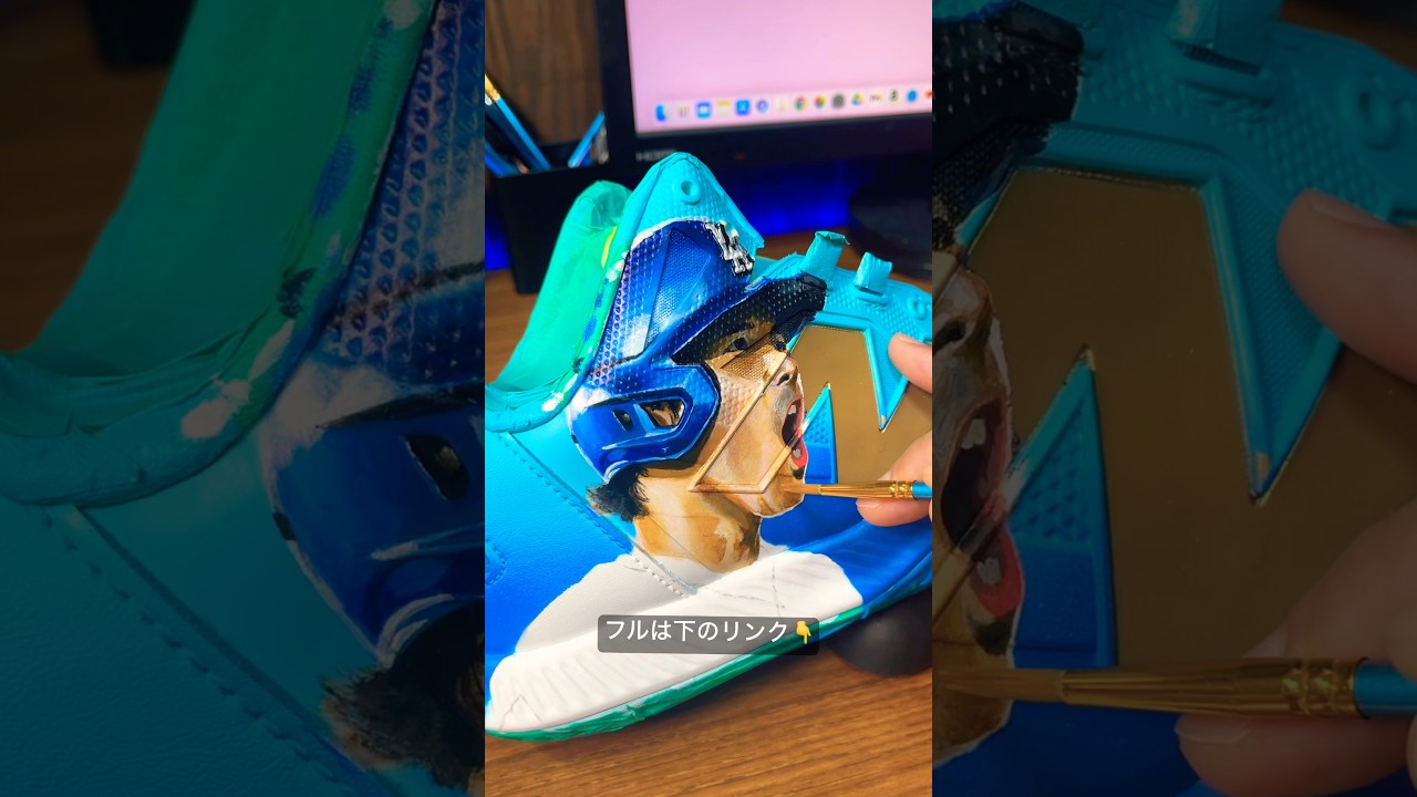 大谷翔平を靴に描いてみた！ #baseball #customshoes #shoheiohtani #ohtani #dodgers #mlbb #mlb #shorts #shorts