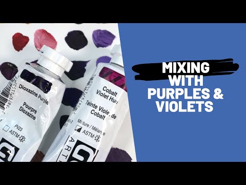 Testing colour mixes with dioxazine purple and cobalt violet