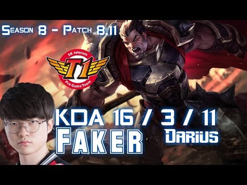 SKT T1 Faker DARIUS Mid vs TARIC & MASTER YI - Patch 8.11 KR Ranked