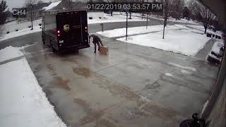 UPS delivery guy vs Icy Driveway 😂👍