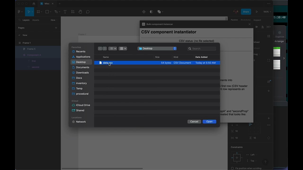Figma bulk CSV component instancer plugin