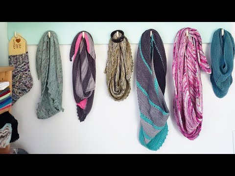 The Shawl Wall - I Heart Knitting Episode 12 podcast, craft room tour