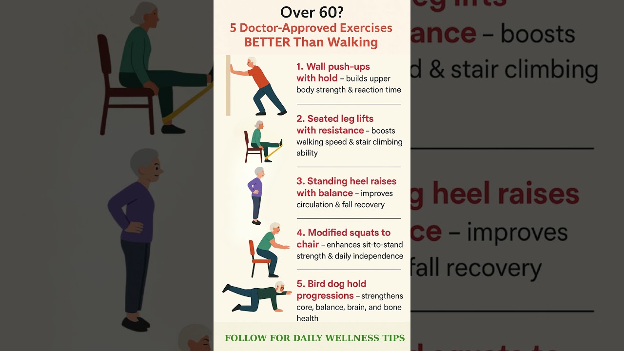 5 Doctor-Approved Exercises BETTER Than Walking After 60 🚶‍♂️➡️💪#healthyaging #over60