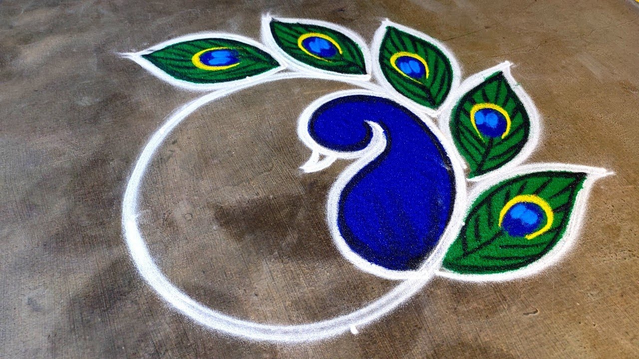 Diwali 2025 beautiful peacock rangoli|diwali muggulu designs|deepavali mayil kolam|Amazing rangoli