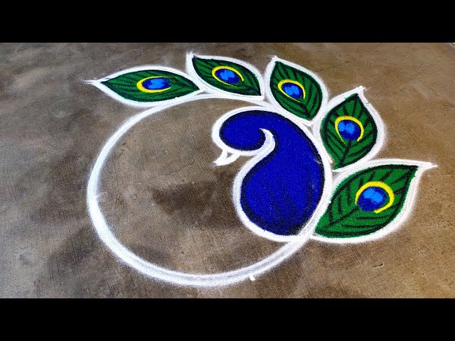 Diwali 2025 beautiful peacock rangoli|diwali muggulu designs|deepavali mayil kolam|Amazing rangoli