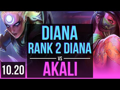 DIANA vs AKALI (MID) | Rank 2 Diana, Quadrakill, Dominating | BR Challenger | v10.20