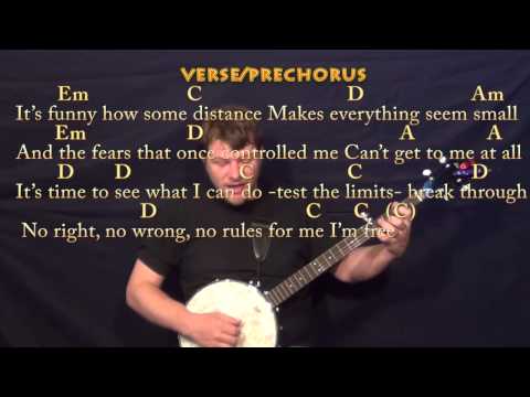 Let It Go (FROZEN) Banjo Cover Lesson with Chords and Lyrics