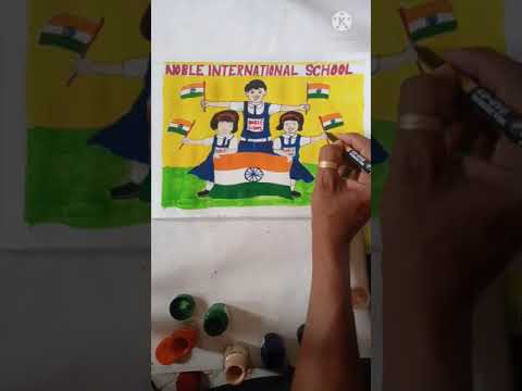 Happy independence day for kid's educational drawing.