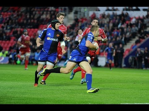 Tom Prydie Try From Intercept - Scarlets v Newport Gwent Dragons 2nd May 2014