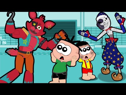 Cebolinha and Cascão in FNAF Security Breach with Glamrock Foxy and Moondrop - PART 4