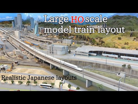 Large HO scale model train layout