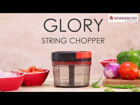 Glory String Vegetable Chopper with 3 Sharp SS Blade,  Anti Slip Silicon Base Ring, Air Tight Lid, 600Ml, 1 Year Warranty