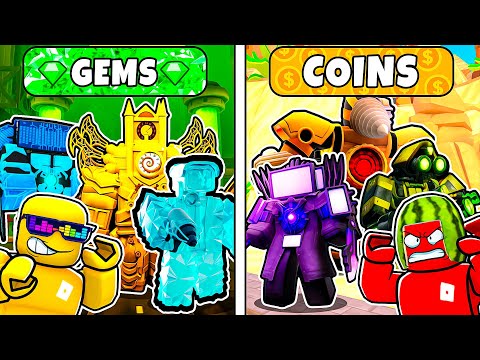 The Battle of Gems vs Coins in Skibby Toilet Tower Defense