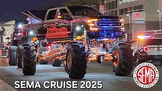 SEMA CRUISE NIGHT! 2025 🔥 | BIGGEST & CUSTOM BUILDS ROLL OUT modified cars and trucks, acf karavan