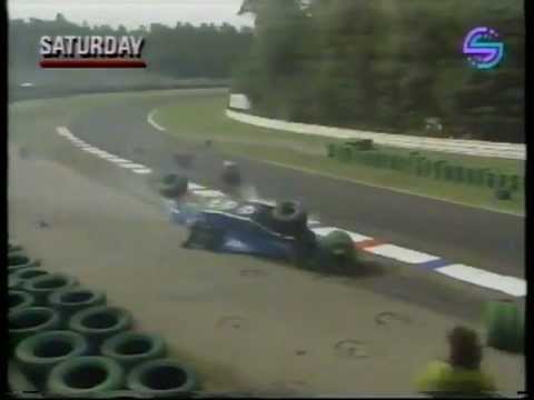 Eric Comas huge crash at Hockenheim 1991 practice!