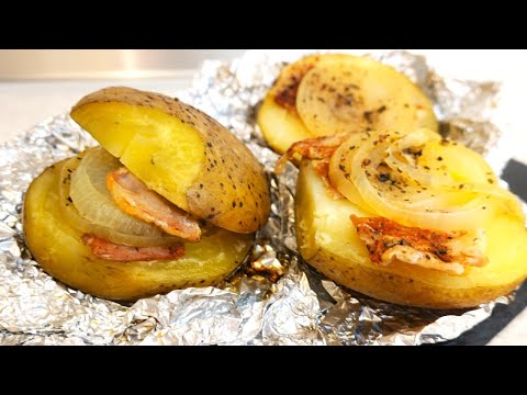 Easy Potatoes Recipe ! Baked Potato with Bacon & Onion Recipe ! Easyvideo