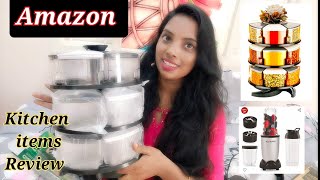 Amazon kitchen items Haul🥰 Nutripro bullet juicer mixer|spices rack| vegitable storagebags with cost