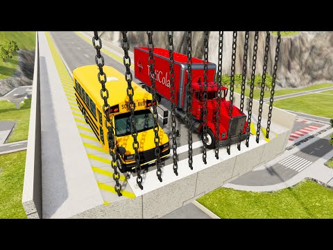 Heavy Vehicle High Speed Jumps Through Vertical Giant Chain #2 - BeamNG.drive Giant Chain Crash Test