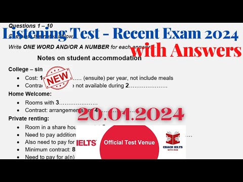 IELTS Listening Actual Test 2024 with Answers | January 20