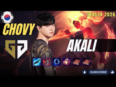 GEN Chovy AKALI vs TALON Mid - Patch 26.2 KR Ranked | lorlec