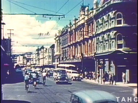 Cover image for Film - LAUNCESTON, CITY OF - coverage of Launceston in 1957 - business, residential, factories - (condition fair some sprocket damage - 16m 07s).
